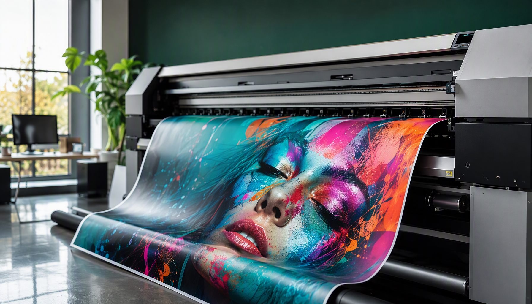 Large format printer producing a vibrant banner